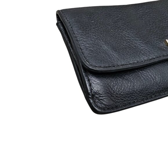 Michael Kors Jet Set Soft Pebbled Leather Travel Large Black Flat Wallet - Picture 11 of 12